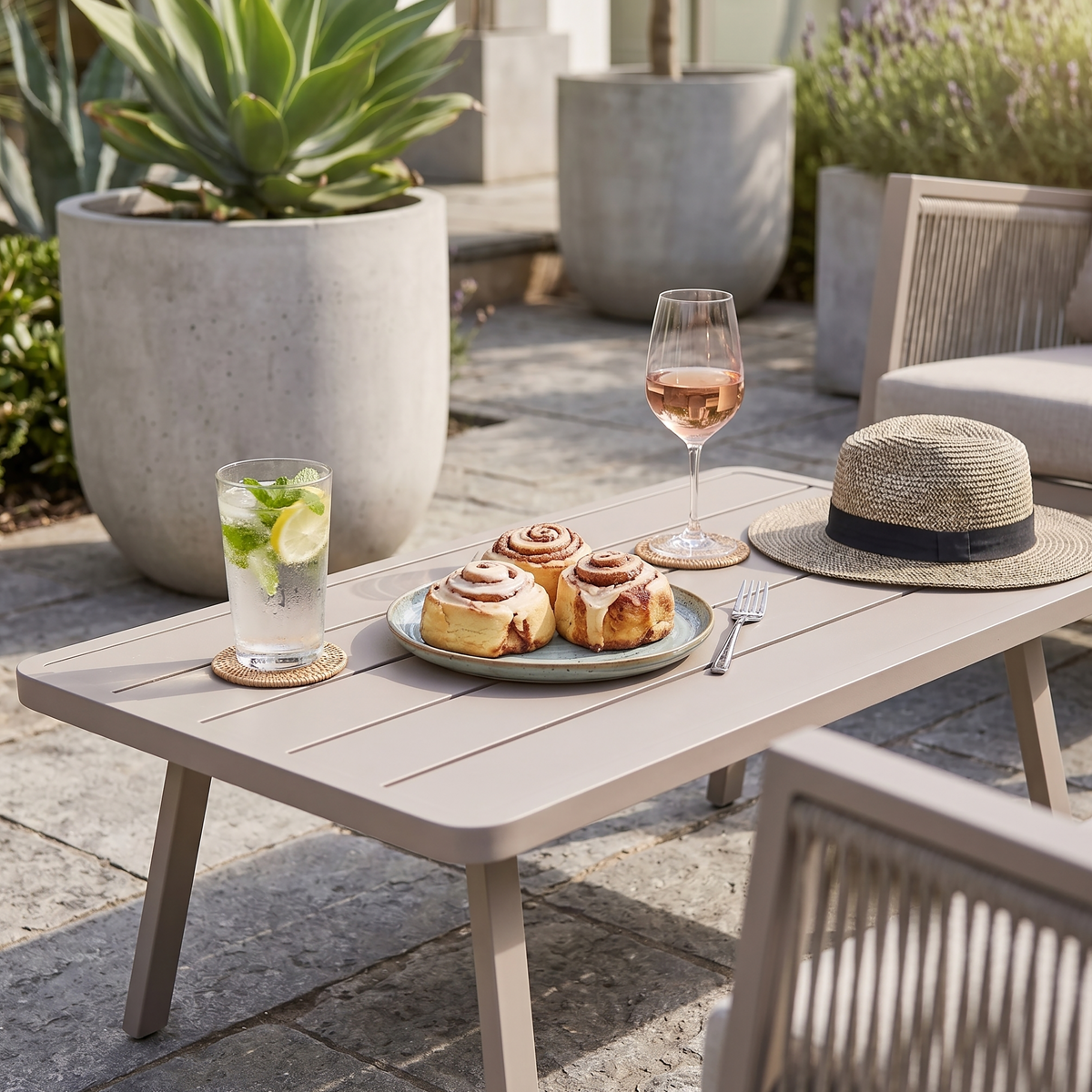 Dellonda DG56 Dellonda Fusion Aluminium Outdoor Sofa, Arm Chairs & Coffee Table Set 4pc