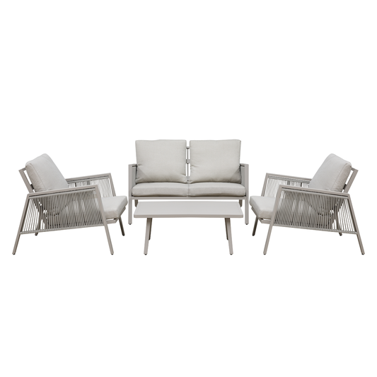 Dellonda DG56 Dellonda Fusion Aluminium Outdoor Sofa, Arm Chairs & Coffee Table Set 4pc
