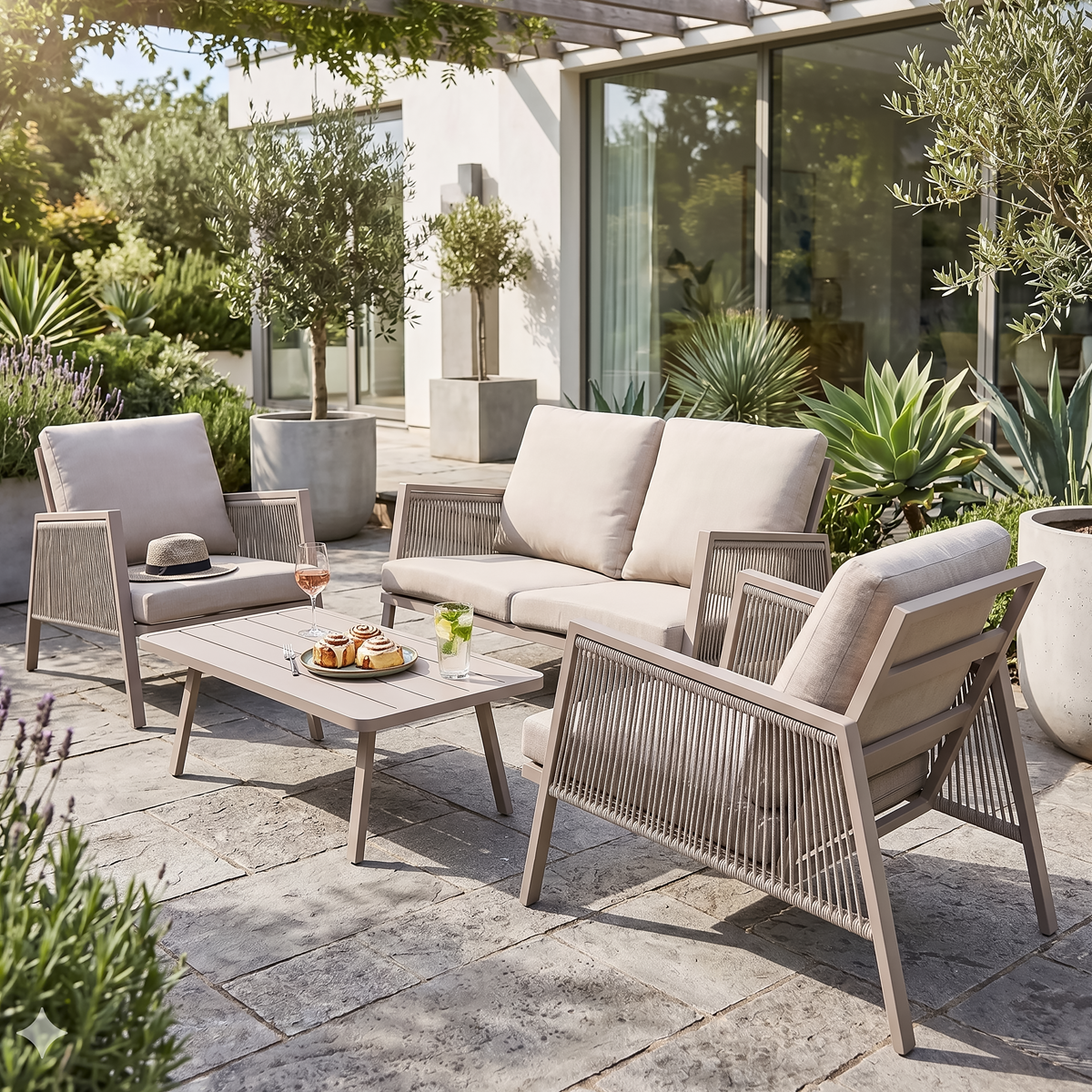 Dellonda DG57 Dellonda Fusion Aluminium Outdoor Corner Sofa & Coffee Table Set 4pc
