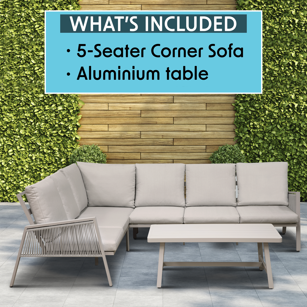Dellonda DG57 Dellonda Fusion Aluminium Outdoor Corner Sofa & Coffee Table Set 4pc