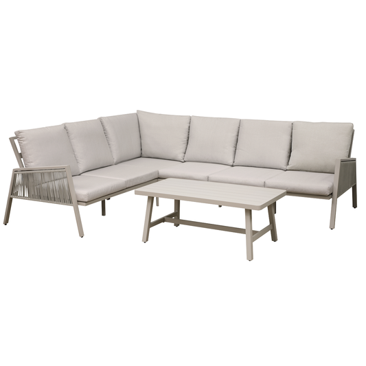 Dellonda DG57 Dellonda Fusion Aluminium Outdoor Corner Sofa & Coffee Table Set 4pc
