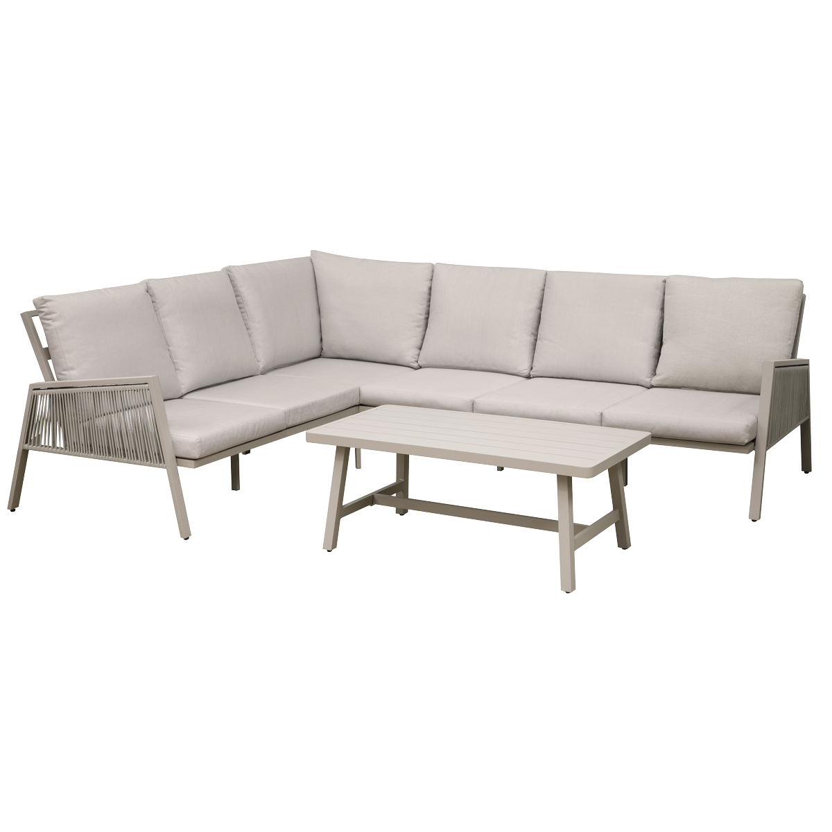 Dellonda DG57 Dellonda Fusion Aluminium Outdoor Corner Sofa & Coffee Table Set 4pc