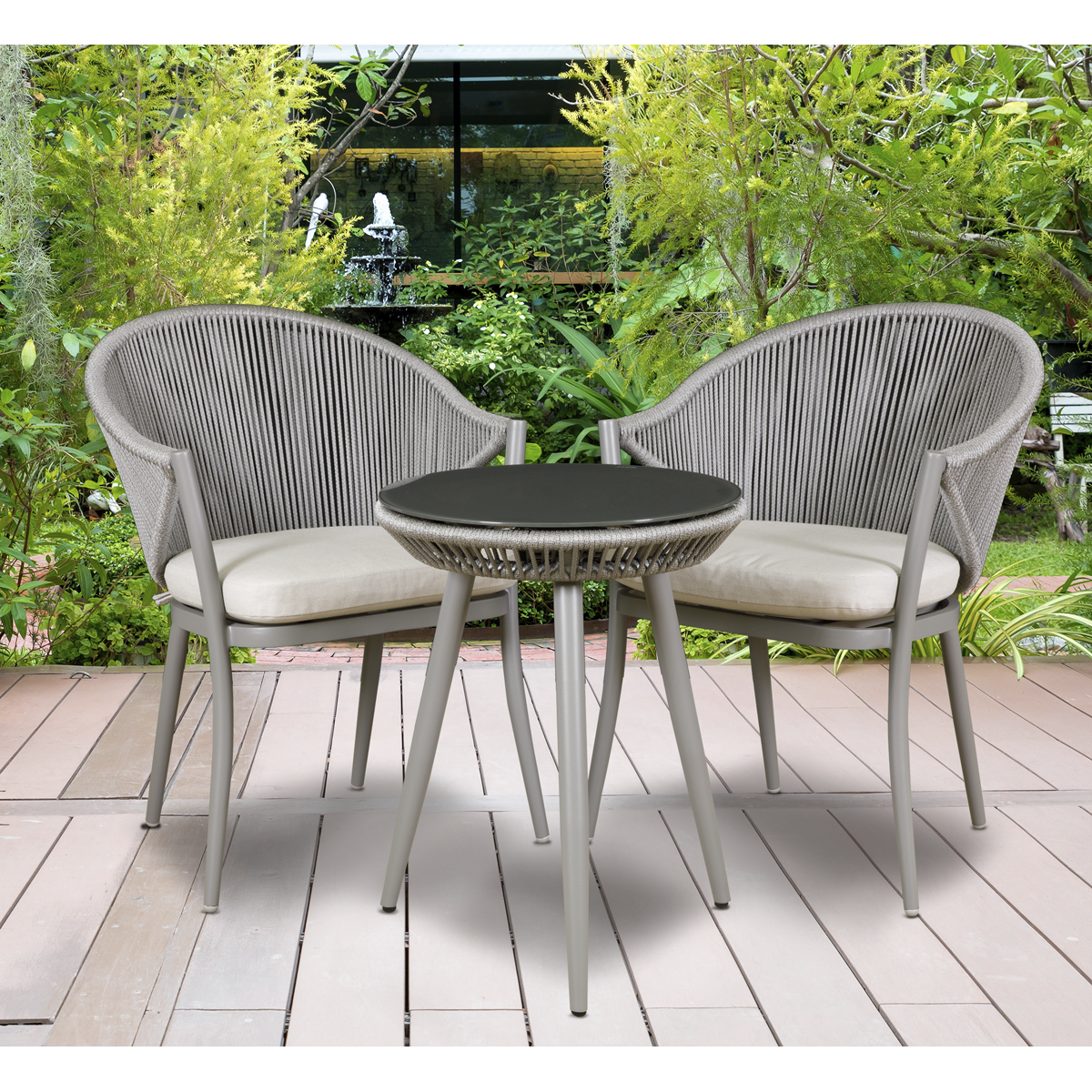 Dellonda DG58 Dellonda Echo Aluminium Balcony Set with Tempered Glass Tabletop 3pc