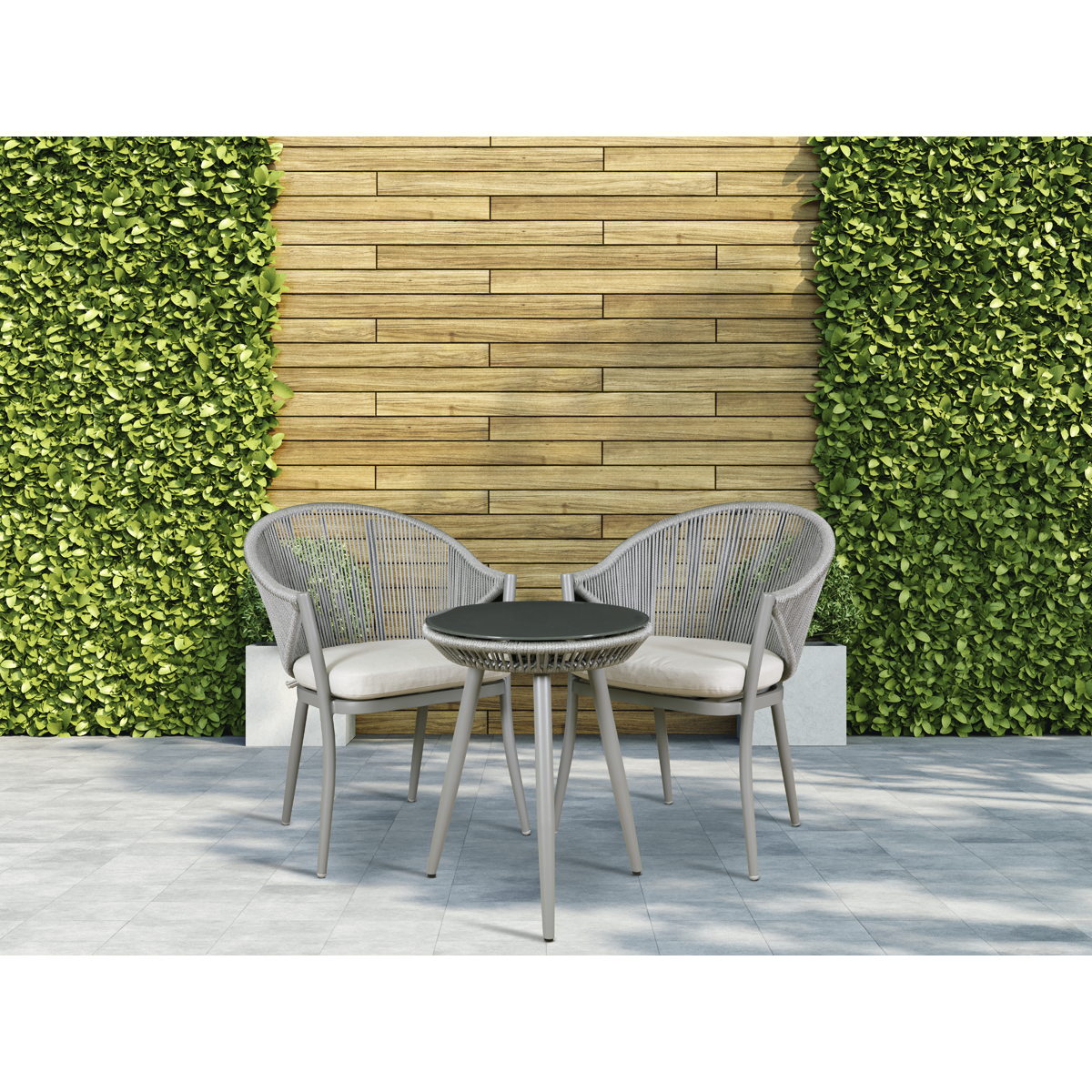 Dellonda DG58 Dellonda Echo Aluminium Balcony Set with Tempered Glass Tabletop 3pc
