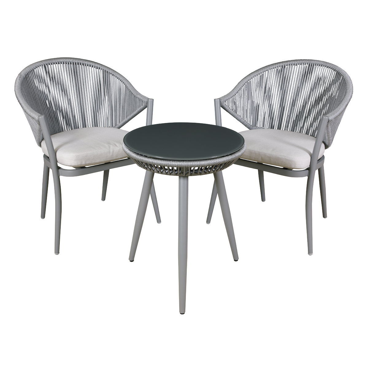 Dellonda DG58 Dellonda Echo Aluminium Balcony Set with Tempered Glass Tabletop 3pc
