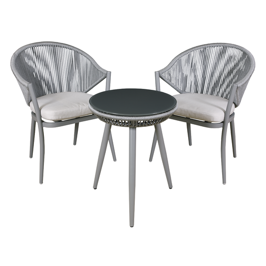 Dellonda DG58 Dellonda Echo Aluminium Balcony Set with Tempered Glass Tabletop 3pc
