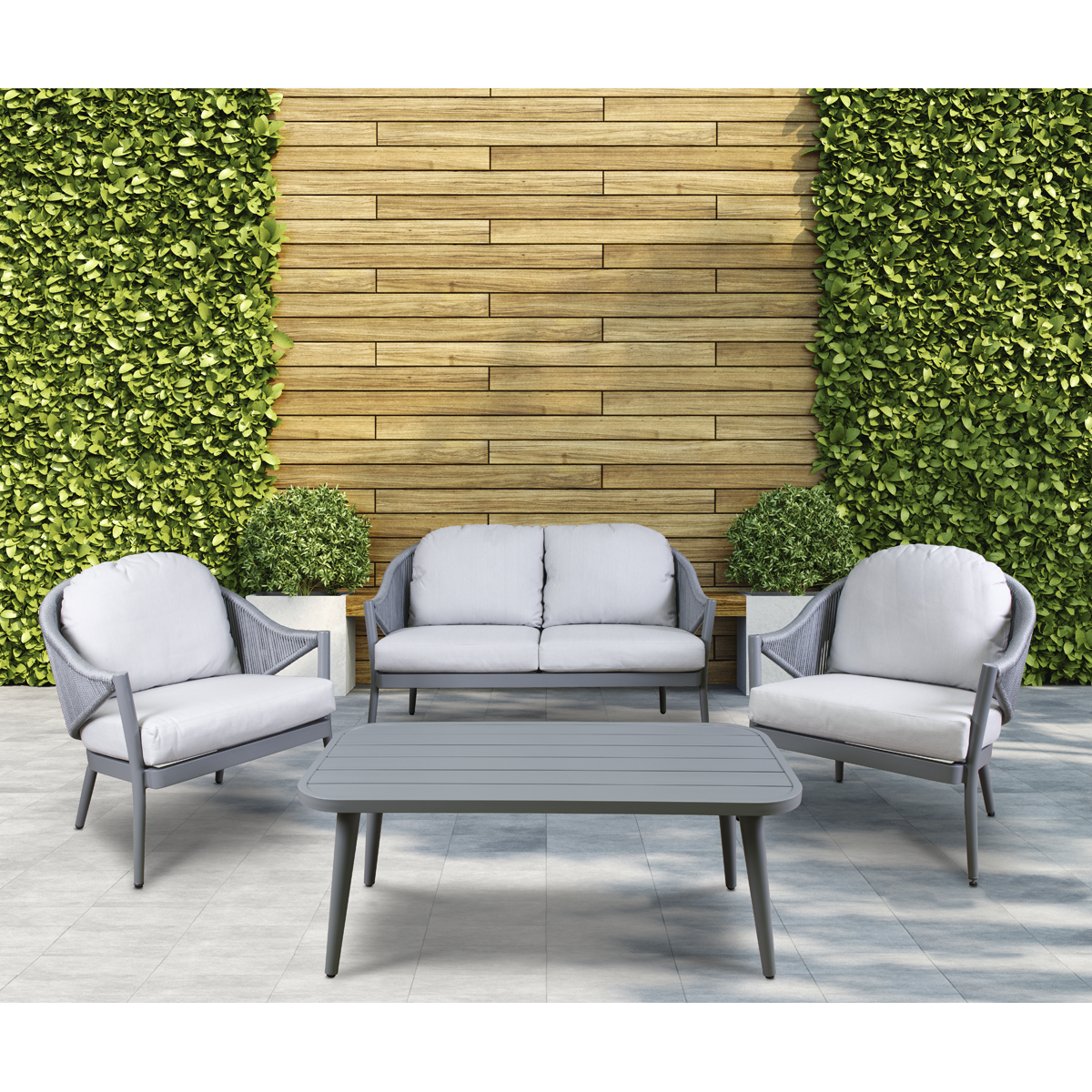 Dellonda DG59 Dellonda Echo Aluminium Outdoor Sofa, Chair & Coffee Table Set 4pc