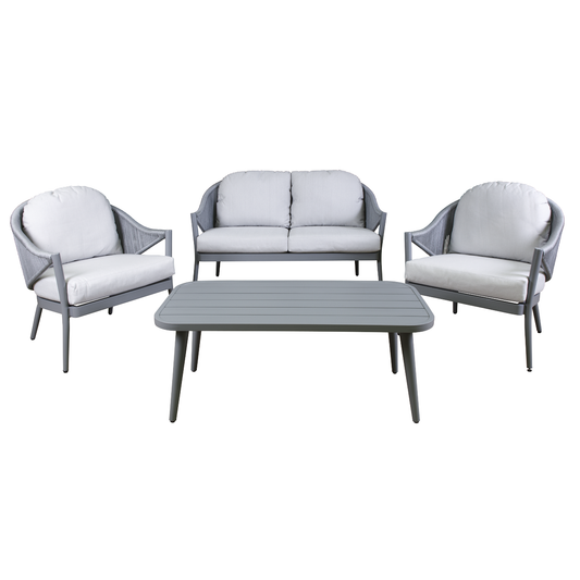 Dellonda DG59 Dellonda Echo Aluminium Outdoor Sofa, Chair & Coffee Table Set 4pc