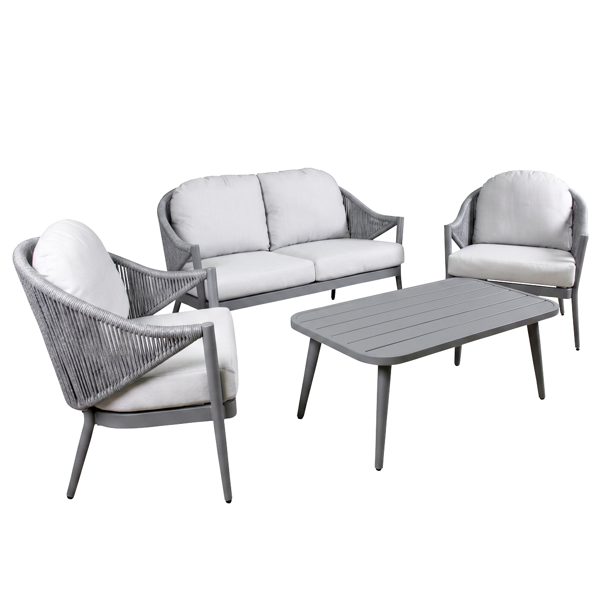 Dellonda DG59 Dellonda Echo Aluminium Outdoor Sofa, Chair & Coffee Table Set 4pc