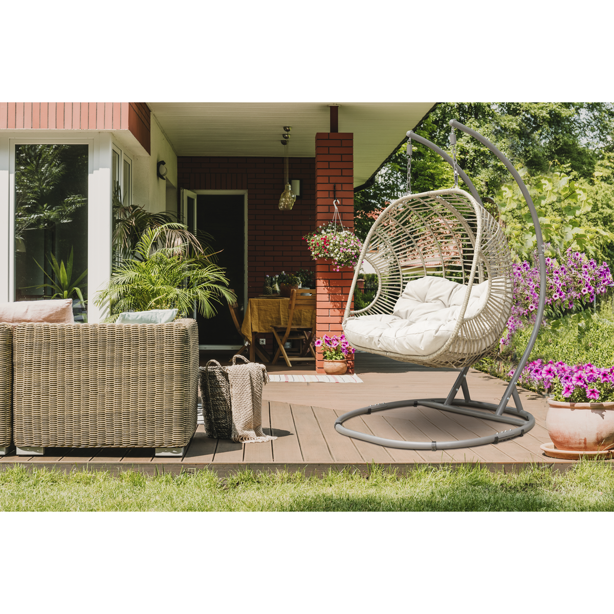 Dellonda DG61 Dellonda Double Swinging Egg Chair with Cushion