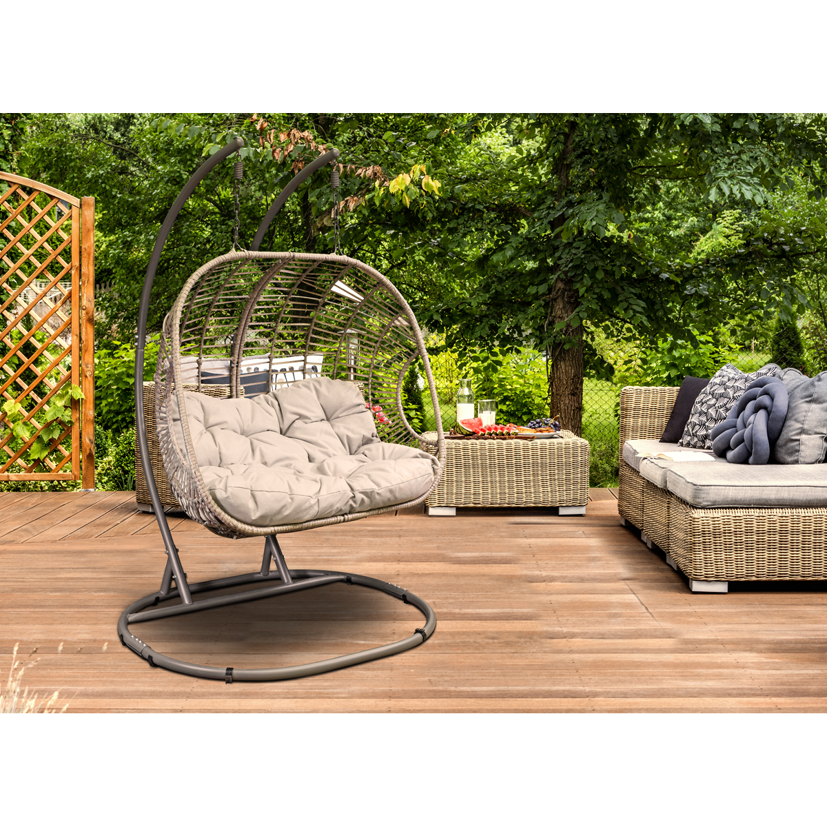 Dellonda DG61 Dellonda Double Swinging Egg Chair with Cushion