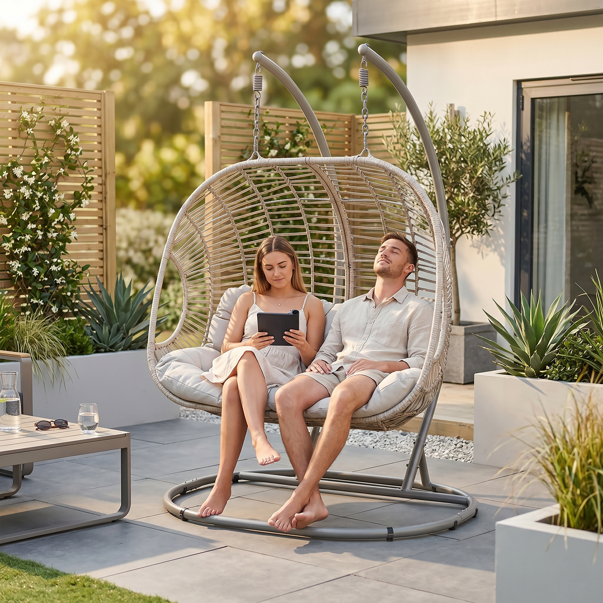 Dellonda DG61 Dellonda Double Swinging Egg Chair with Cushion