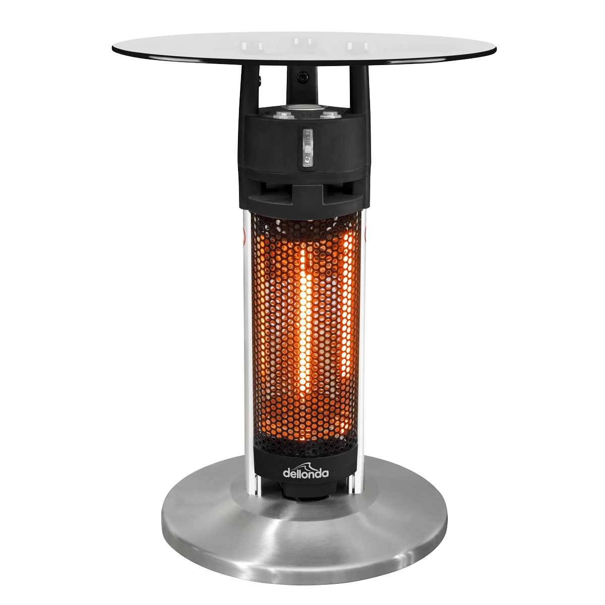 Dellonda DG62 Dellonda Bistro Table with 1200W Heater, 65cm, Black/Stainless Steel