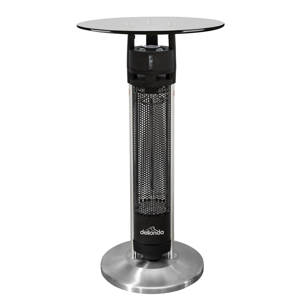 Dellonda DG63 Dellonda Bistro Table with 1600W Heater, 95cm, Black/Stainless Steel