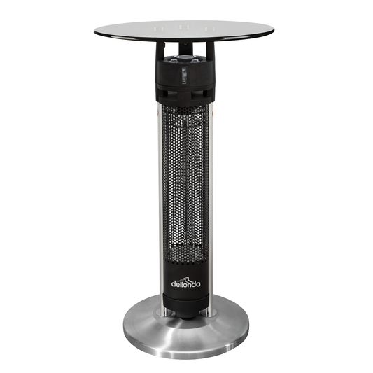 Dellonda DG63 Dellonda Bistro Table with 1600W Heater, 95cm, Black/Stainless Steel