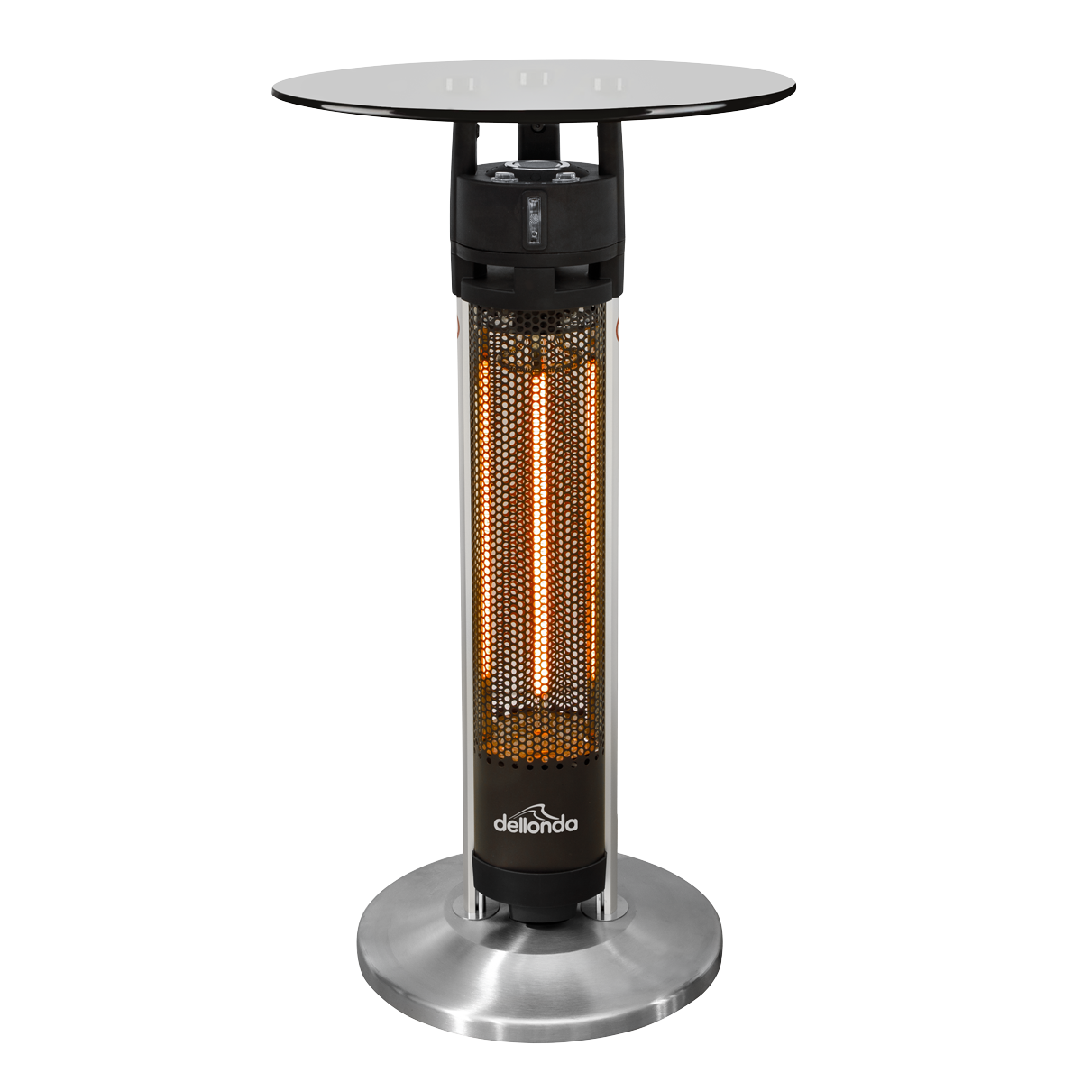 Dellonda DG63 Dellonda Bistro Table with 1600W Heater, 95cm, Black/Stainless Steel