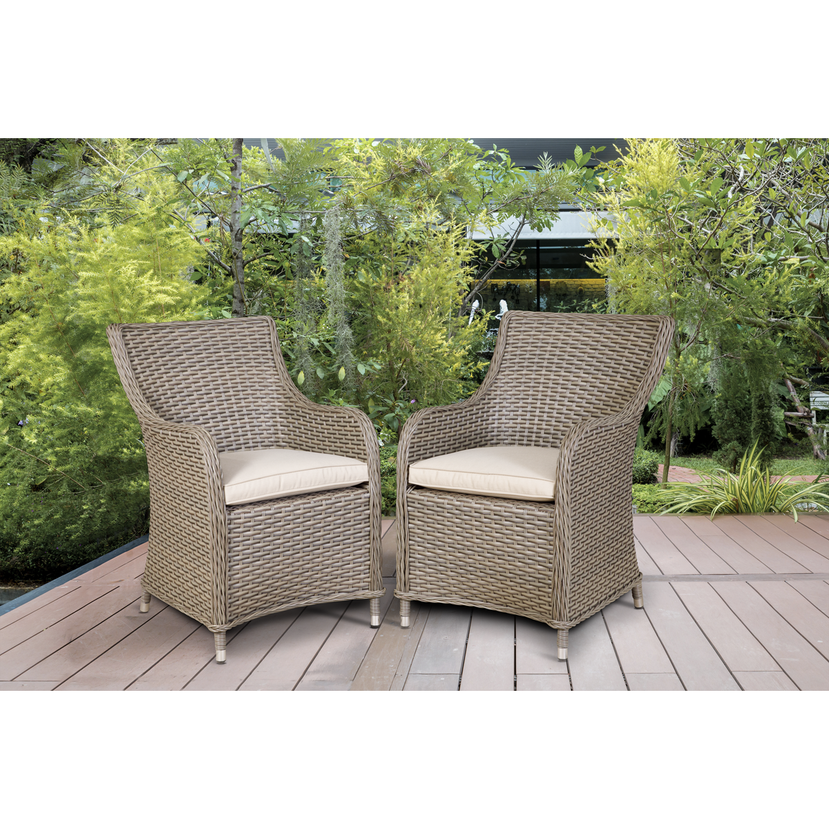 Dellonda DG64 Dellonda Chester Rattan Wicker Outdoor Garden Dining Chairs 2pc