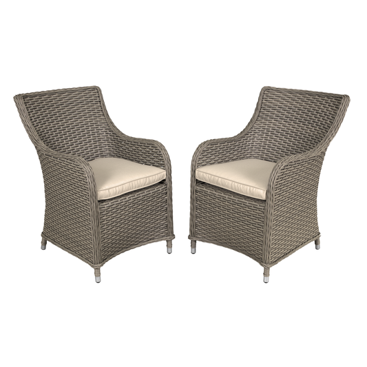 Dellonda DG64 Dellonda Chester Rattan Wicker Outdoor Garden Dining Chairs 2pc