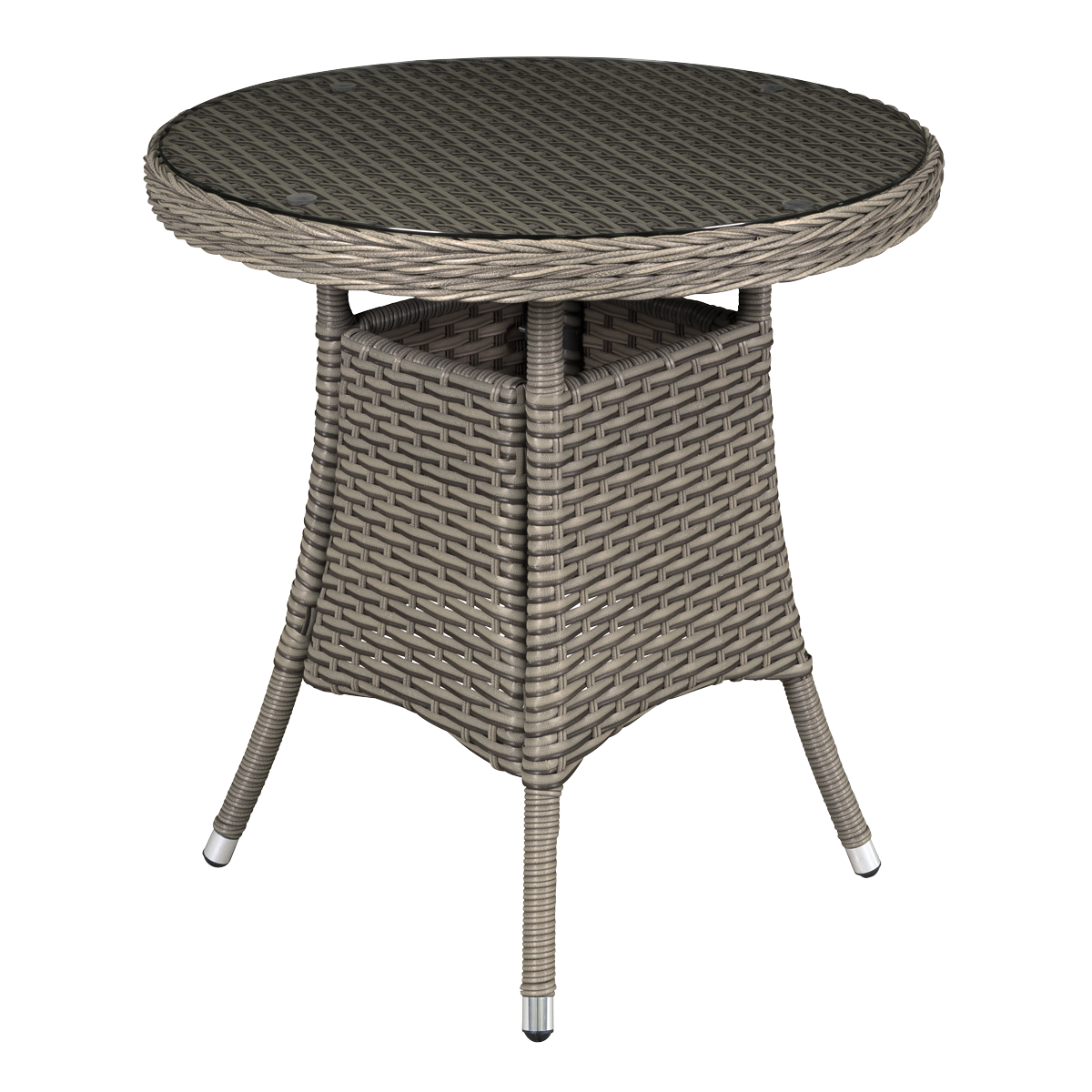 Dellonda DG65 Dellonda Chester Rattan Wicker Round Outdoor Table with Tempered Glass Top