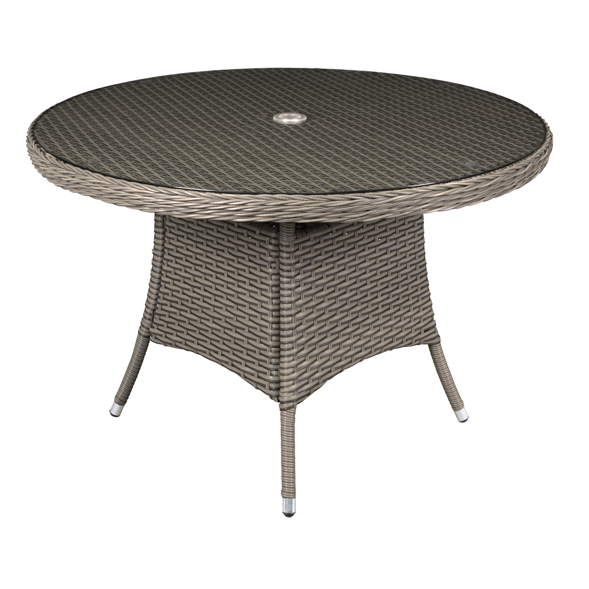 Dellonda DG66 Dellonda Chester Rattan Wicker Round Outdoor Dining Table with Tempered Glass Top