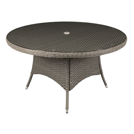 Dellonda DG67 Dellonda Chester Rattan Wicker Round Outdoor Dining Table with Tempered Glass Top