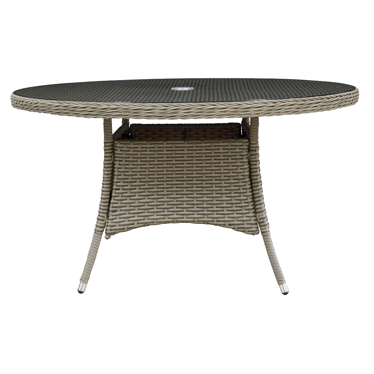 Dellonda DG67 Dellonda Chester Rattan Wicker Round Outdoor Dining Table with Tempered Glass Top