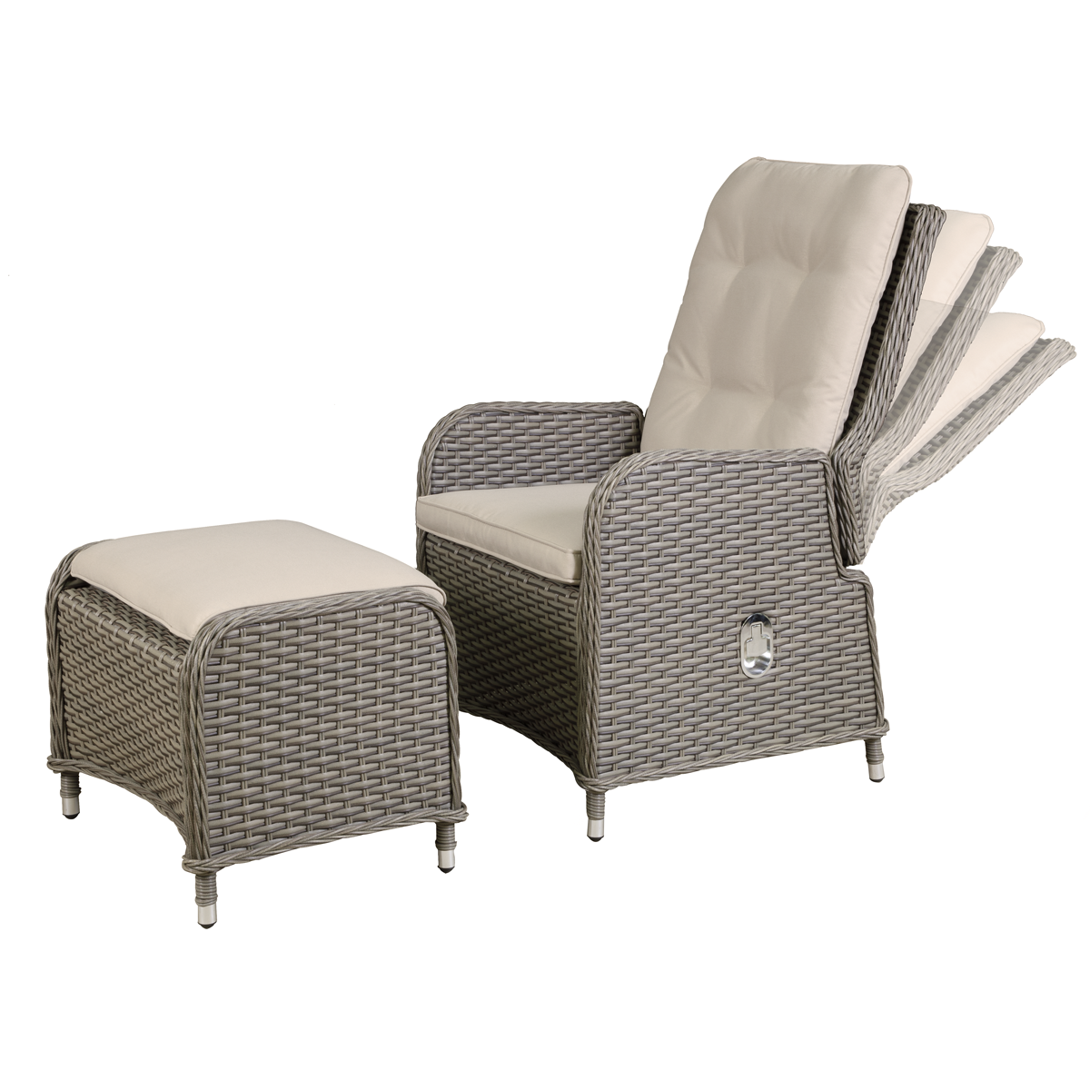 Dellonda DG68 Dellonda Chester Rattan Wicker Outdoor Recliner Loungers & Table Set 5pc