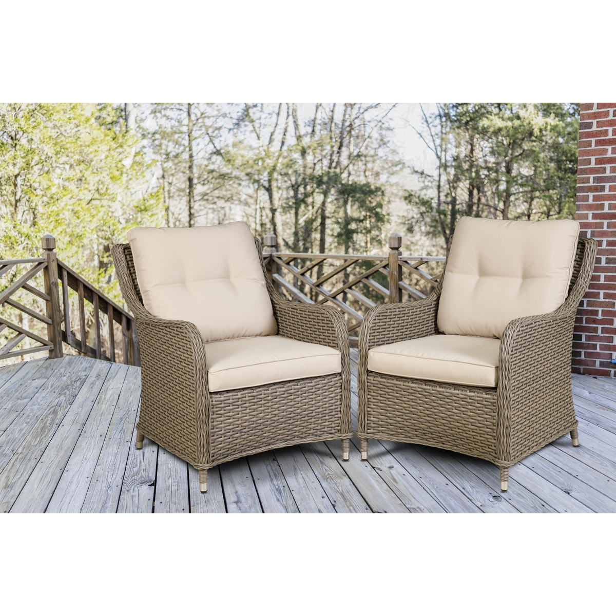 Dellonda DG69 Dellonda Chester Rattan Wicker Outdoor Armchairs 2pc