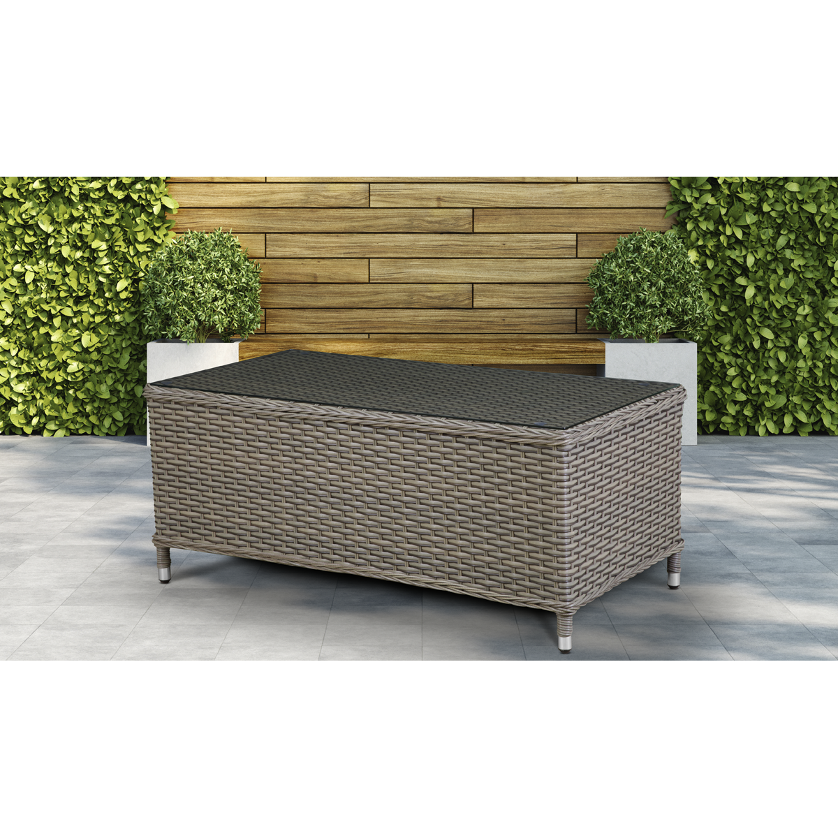 Dellonda DG71 Dellonda Chester Rattan Wicker Outdoor Balcony Table with Tempered Glass Top