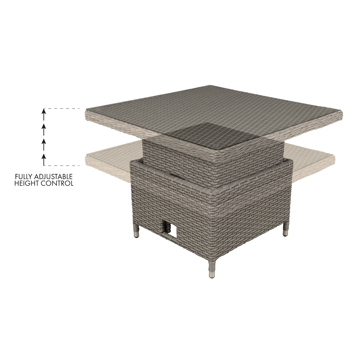 Dellonda DG73 Dellonda Chester Rattan Wicker Adjustable-Height Outdoor Dining Table