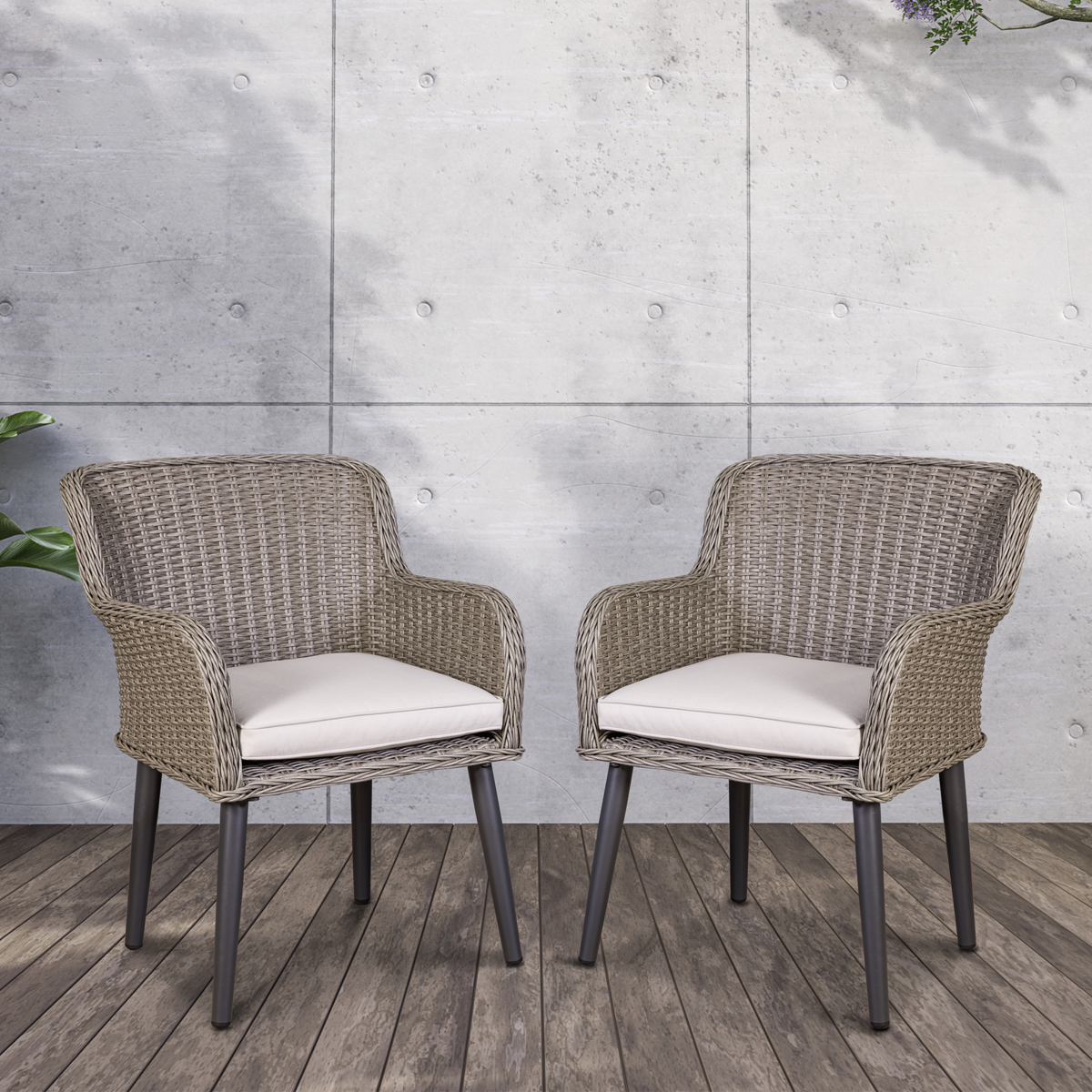 Dellonda DG76 Dellonda Buxton Rattan Wicker Outdoor Chairs Set 2pc