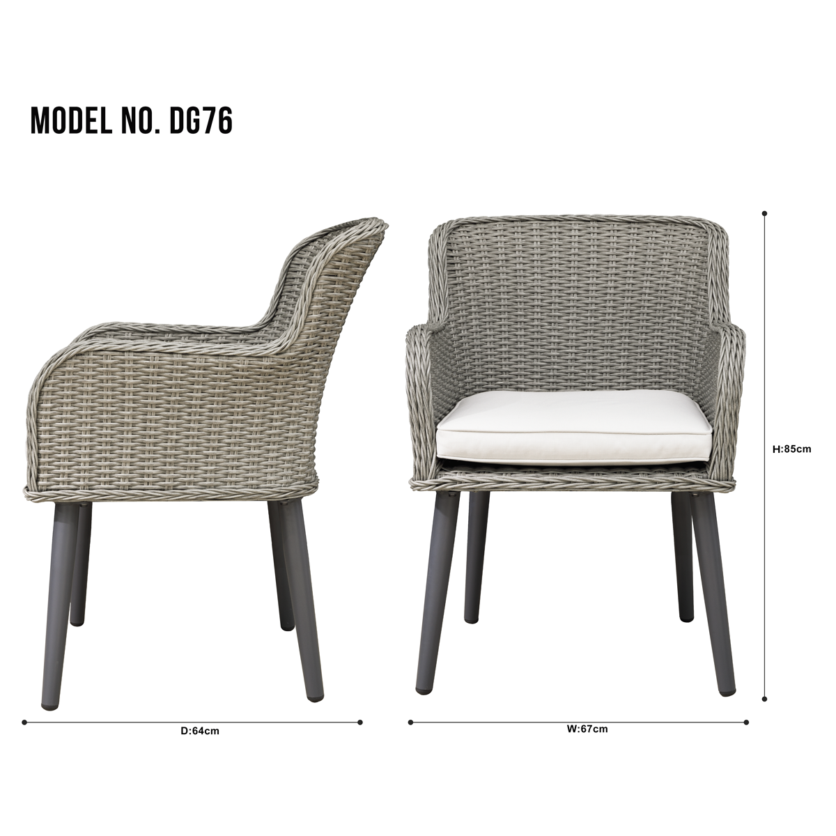 Dellonda DG76 Dellonda Buxton Rattan Wicker Outdoor Chairs Set 2pc