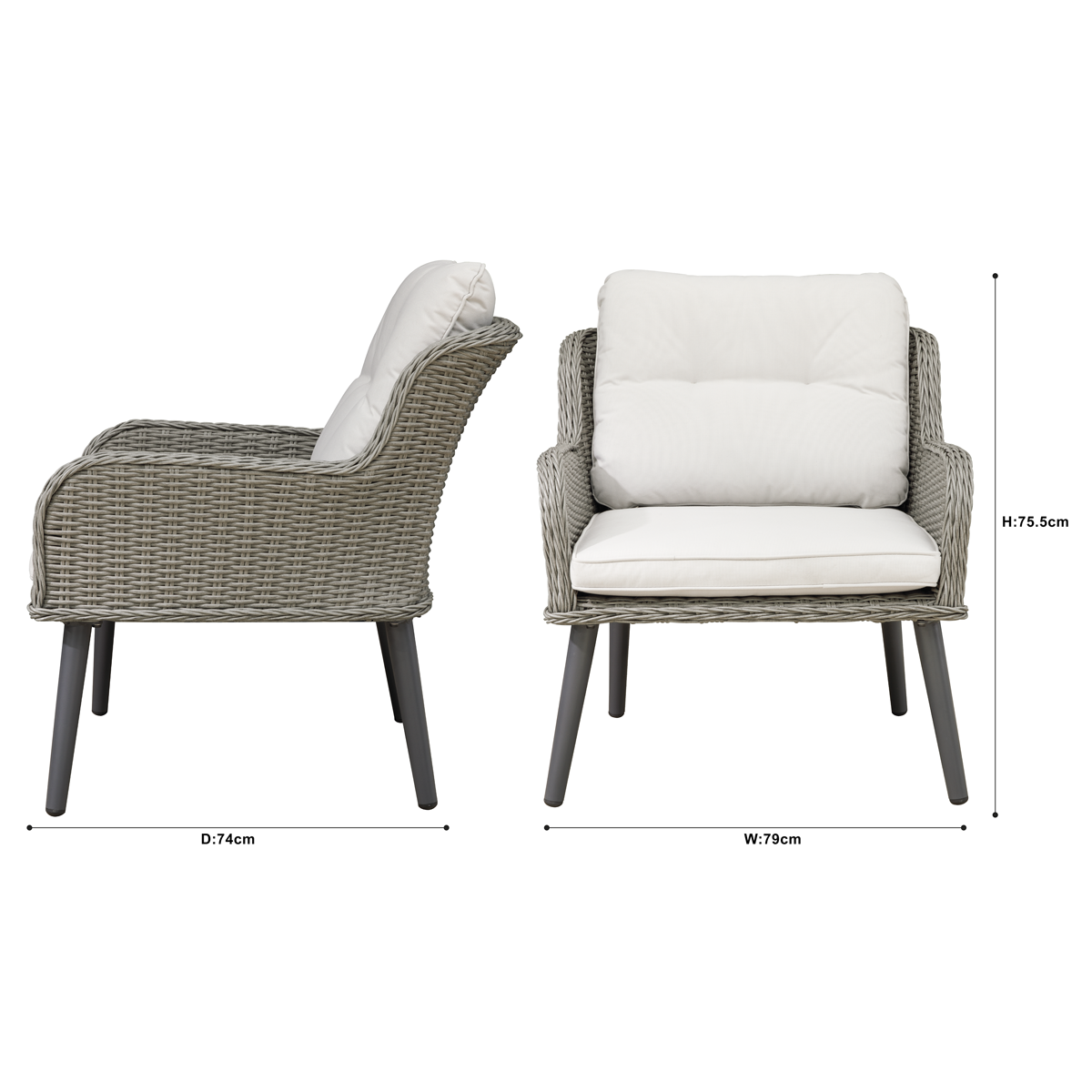 Dellonda DG79 Dellonda Buxton Rattan Wicker Outdoor Chair Set 2pc