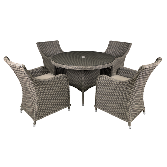 Dellonda DG84 Dellonda Chester Rattan Wicker Outdoor Dining Set with Tempered Glass Tabletop 5pc