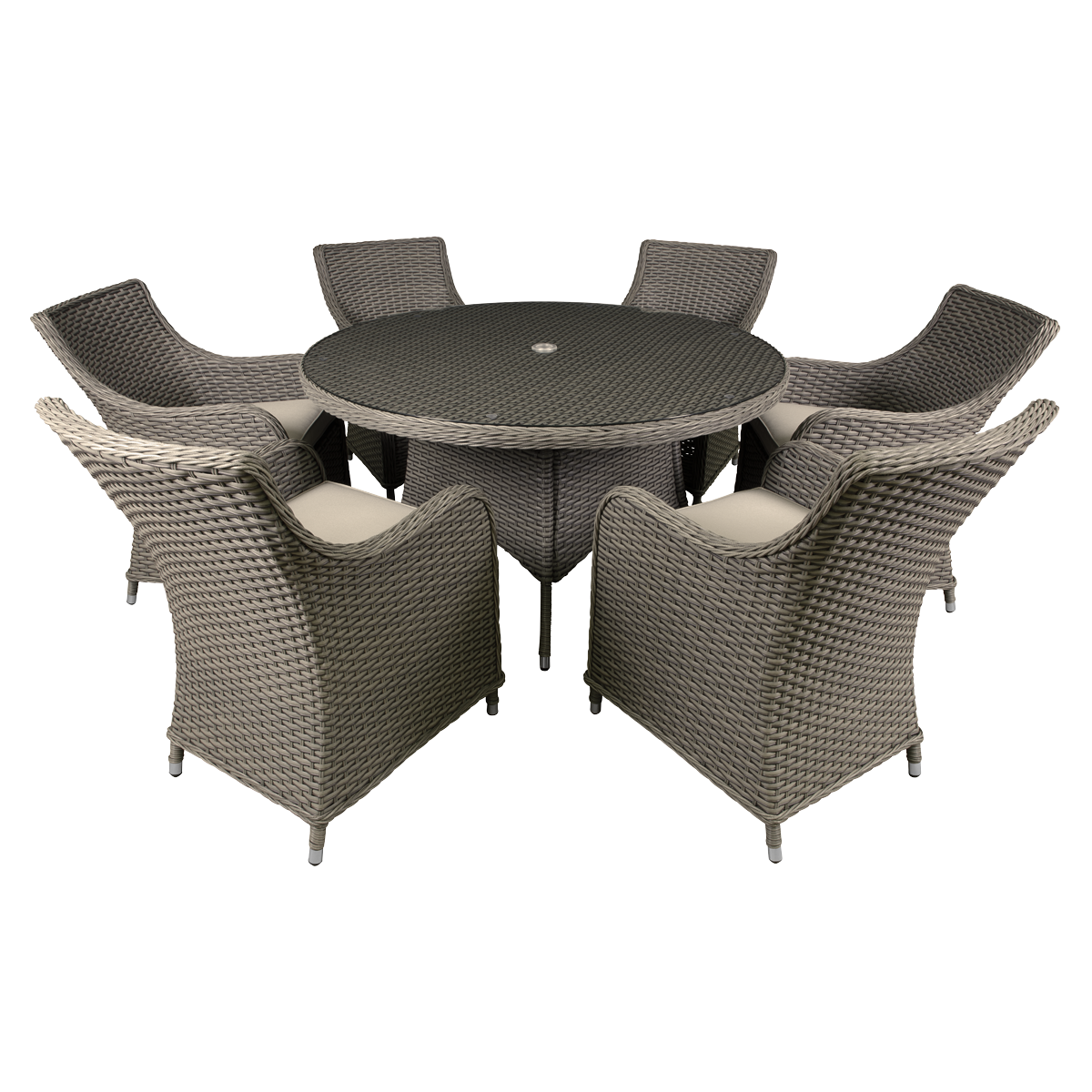 Dellonda DG85 Dellonda Chester Rattan Wicker Outdoor Dining Set with Tempered Glass Tabletop 7pc
