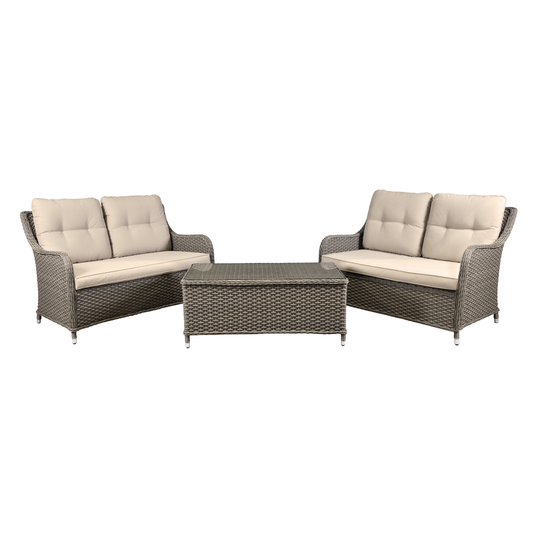 Dellonda DG88 Dellonda Chester Rattan Wicker Outdoor Lounge Set 3pc
