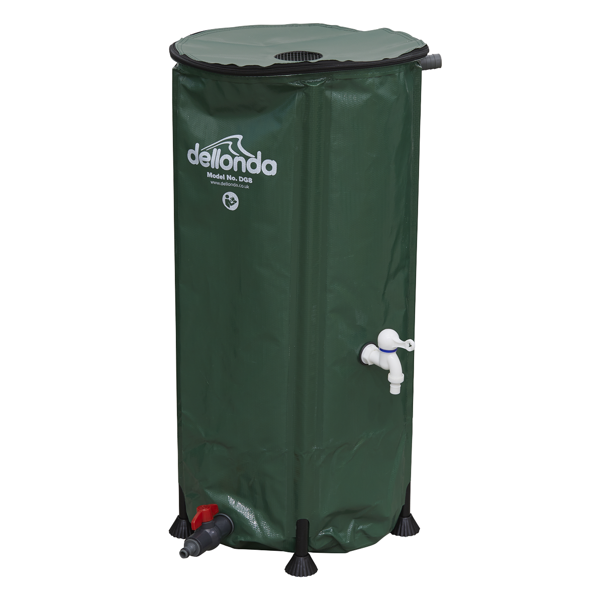 Dellonda DG8 Dellonda Collapsible PVC Garden Water Butt with Zipped Lid & Drain Tap 100L