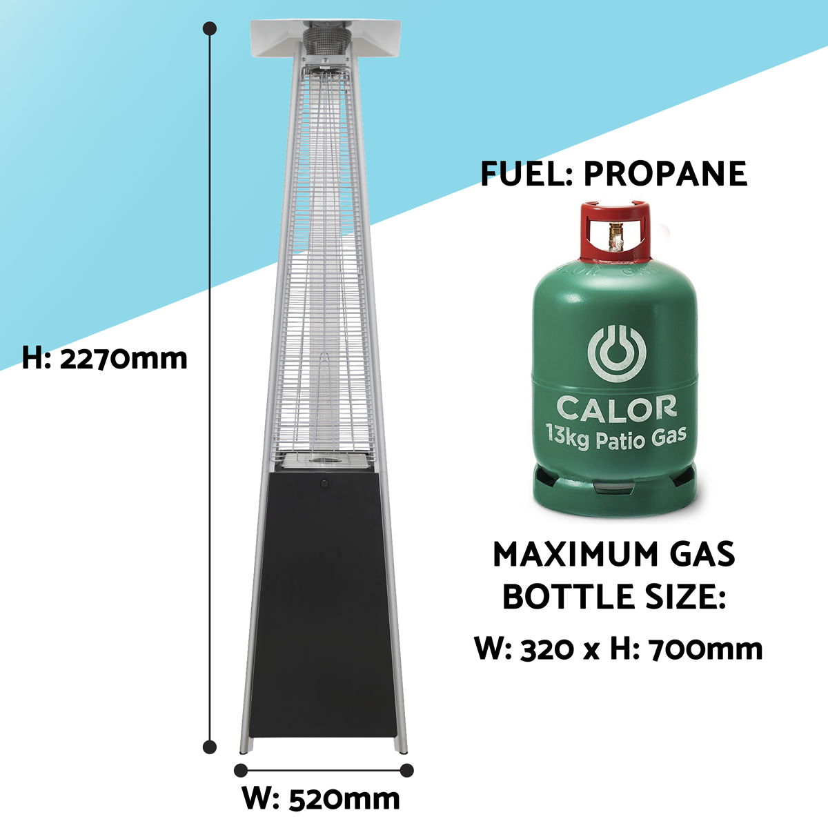 Dellonda DG98 Dellonda Pyramid Gas Outdoor Garden Patio Heater 13kW Commercial & Home Use