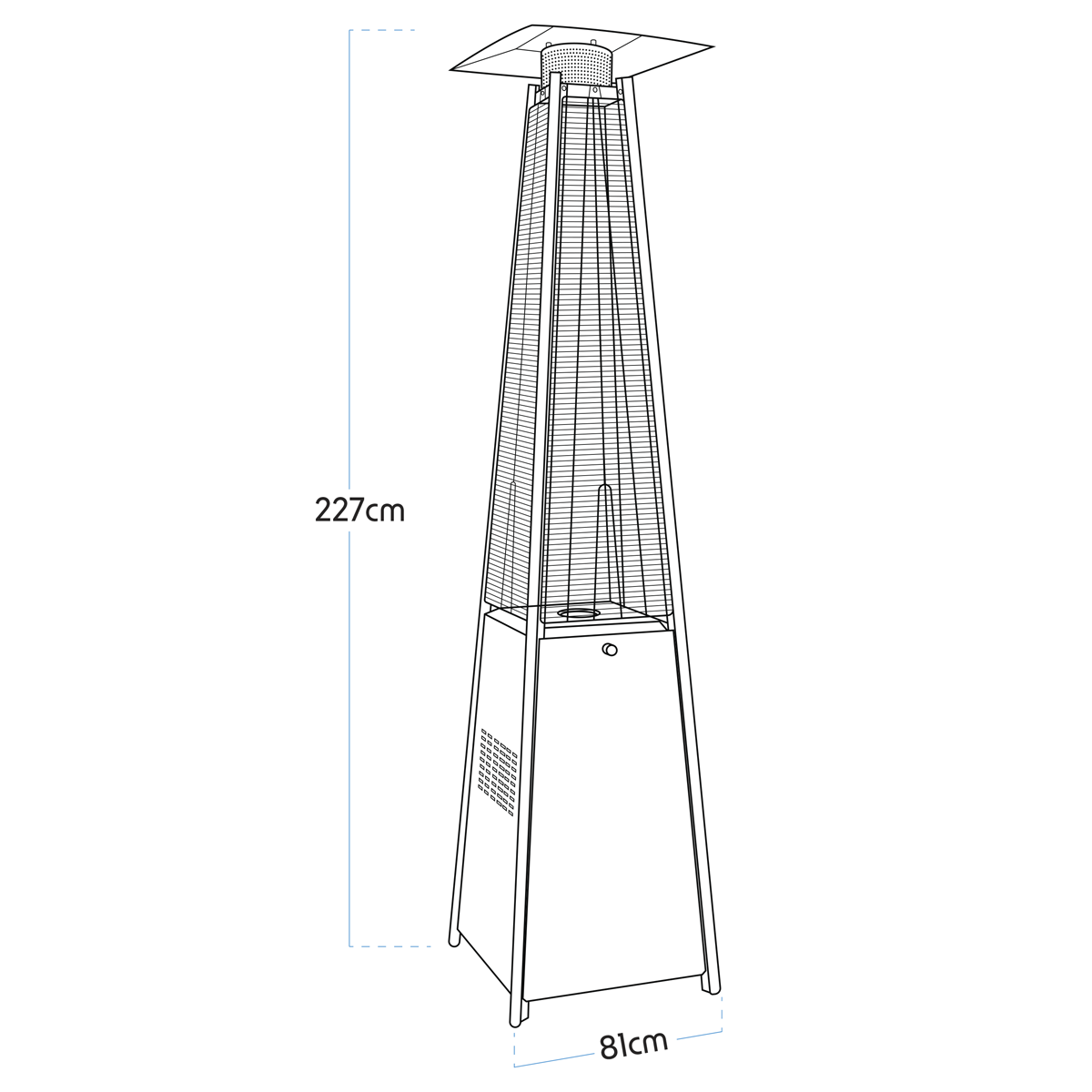 Dellonda DG99 Dellonda 13kW Pyramid Gas Patio Heater 13kW Commercial/Garden Use - Stainless Steel