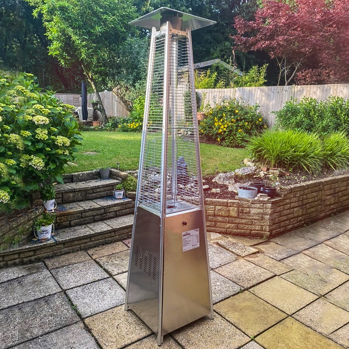 Dellonda DG99 Dellonda 13kW Pyramid Gas Patio Heater 13kW Commercial/Garden Use - Stainless Steel