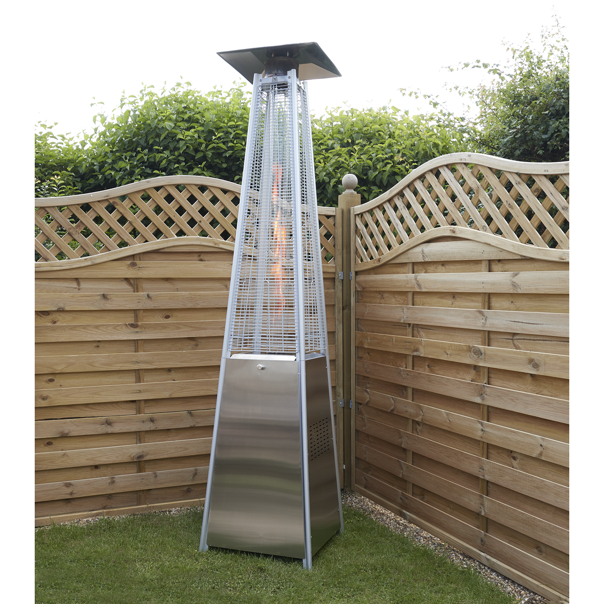 Dellonda DG99 Dellonda 13kW Pyramid Gas Patio Heater 13kW Commercial/Garden Use - Stainless Steel