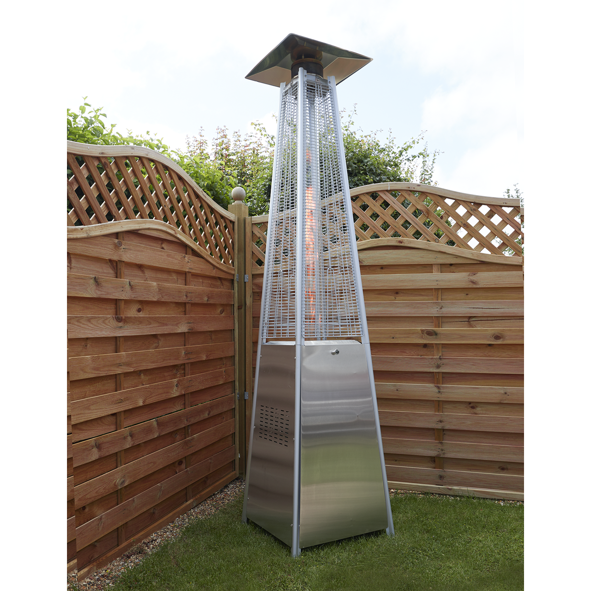 Dellonda DG99 Dellonda 13kW Pyramid Gas Patio Heater 13kW Commercial/Garden Use - Stainless Steel
