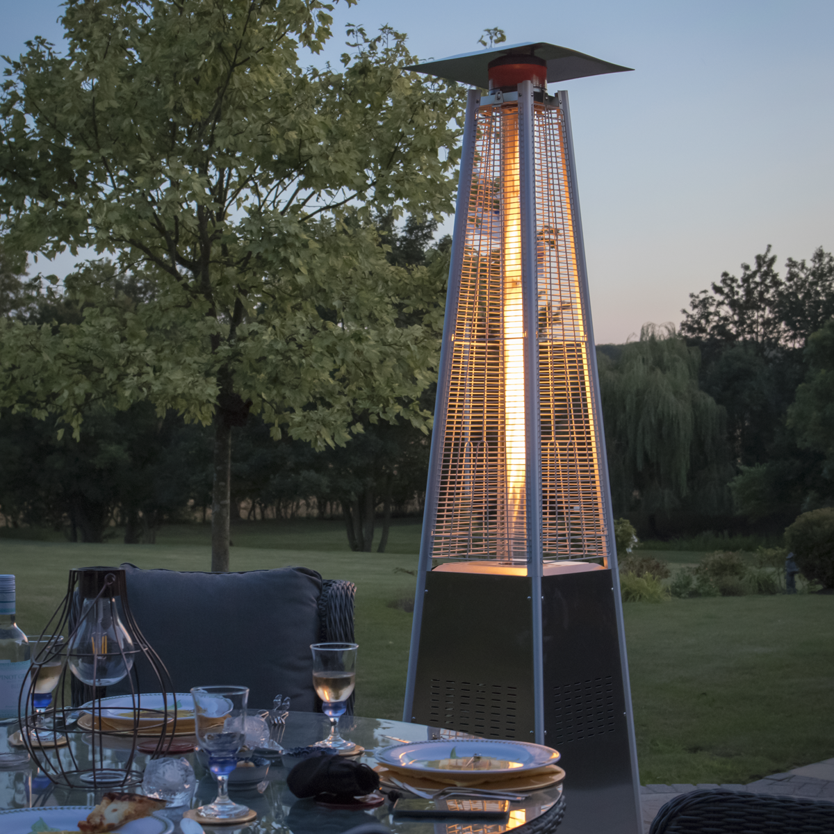 Dellonda DG99 Dellonda 13kW Pyramid Gas Patio Heater 13kW Commercial/Garden Use - Stainless Steel