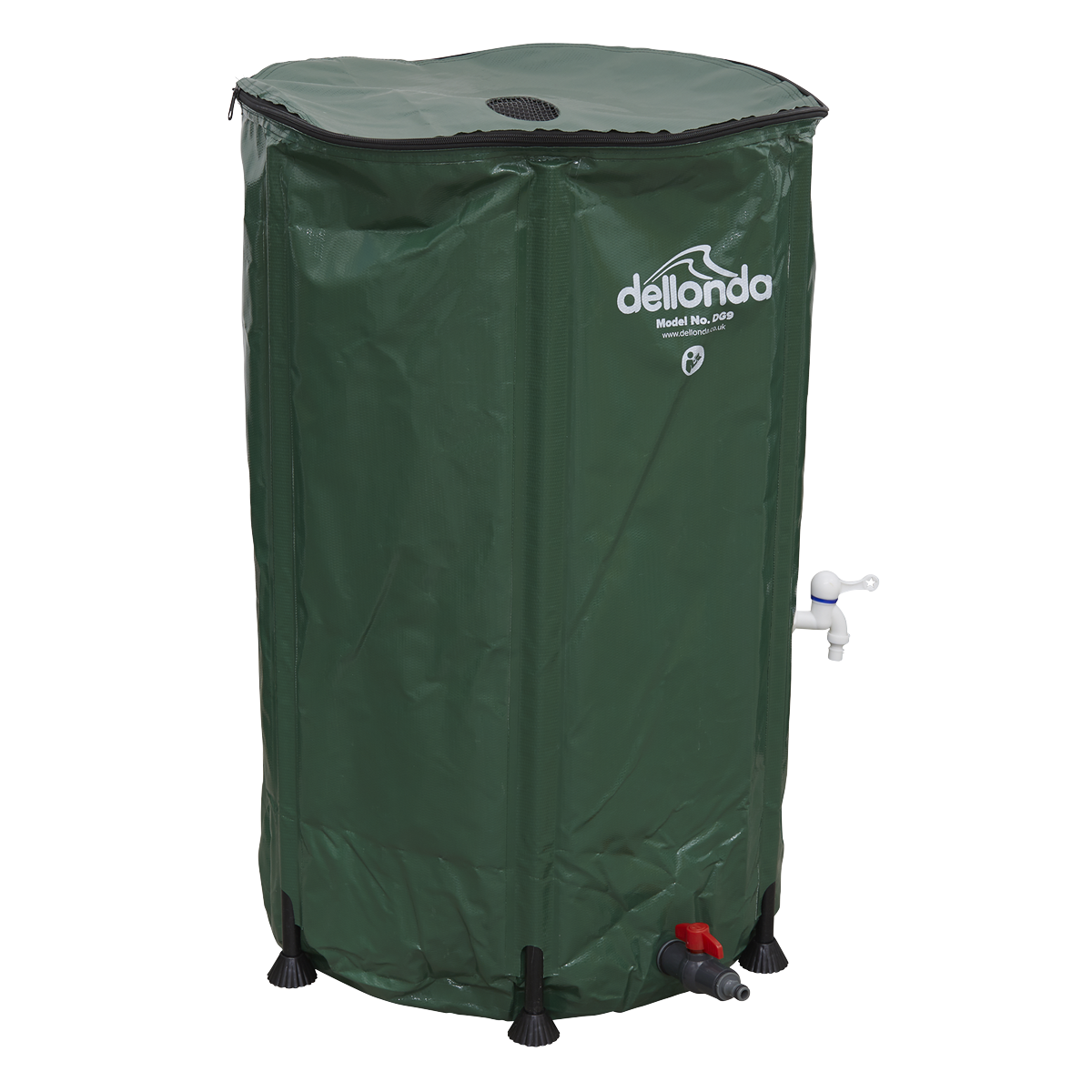 Dellonda DG9 Dellonda Collapsible PVC Garden Water Butt with Zipped Lid & Drain Tap 250L