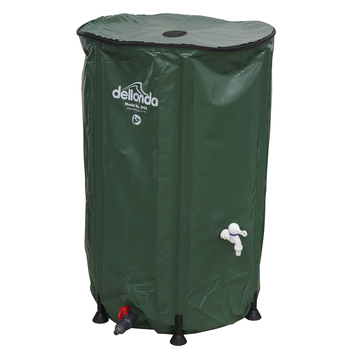 Dellonda DG9 Dellonda Collapsible PVC Garden Water Butt with Zipped Lid & Drain Tap 250L