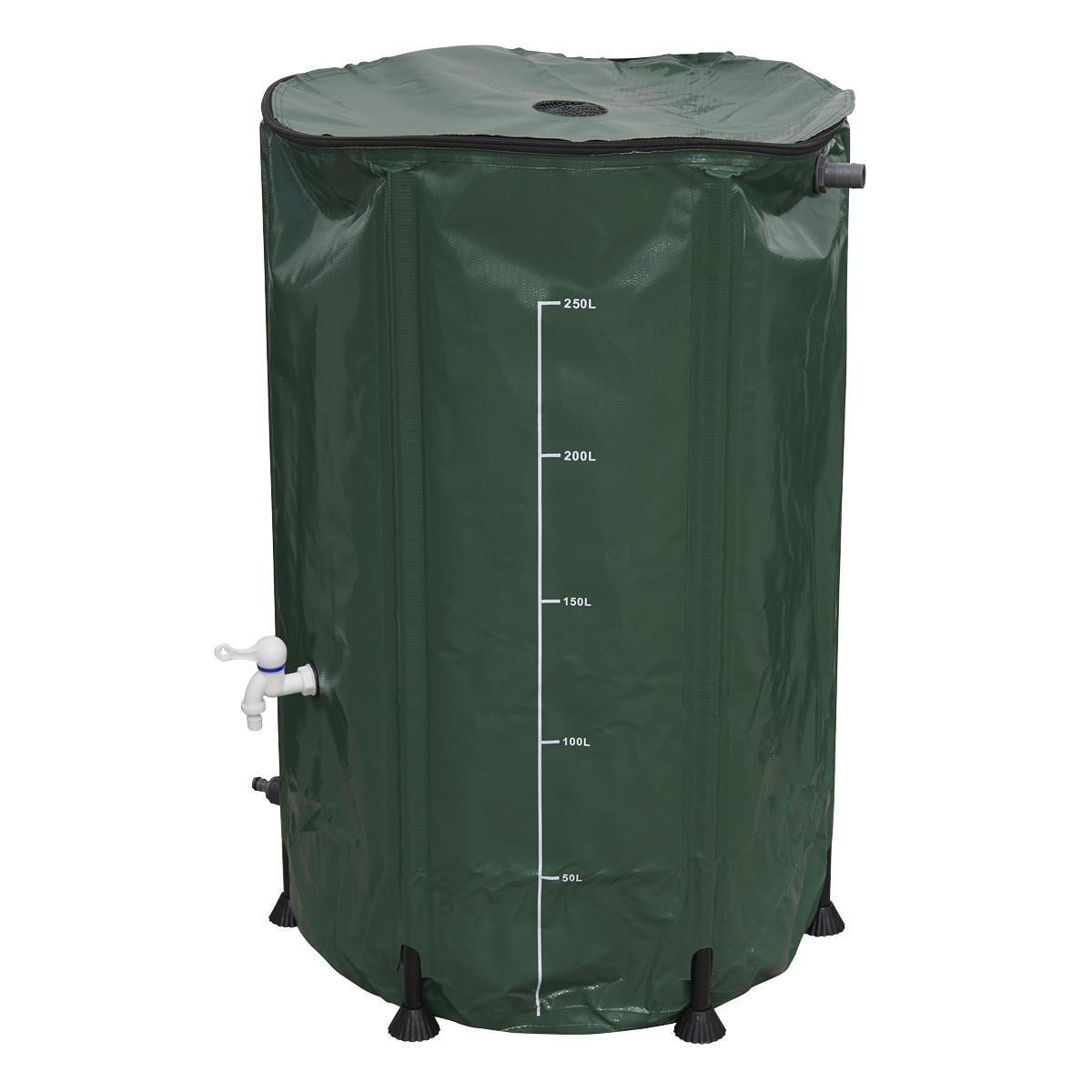 Dellonda DG9 Dellonda Collapsible PVC Garden Water Butt with Zipped Lid & Drain Tap 250L