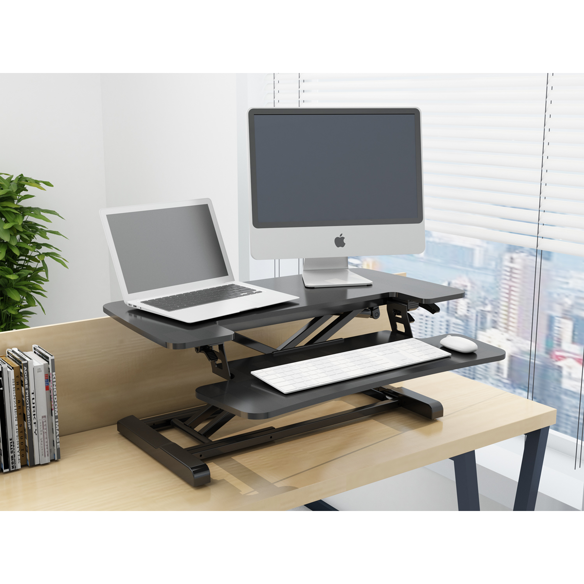Dellonda DH14 Dellonda 71cm Adjustable-Height Standing Desk Riser 15kg Capacity