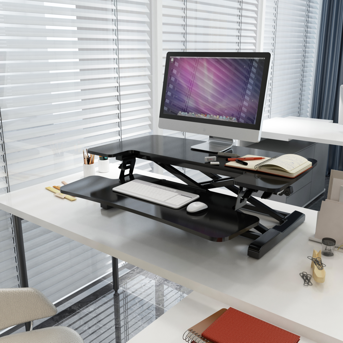 Dellonda DH14 Dellonda 71cm Adjustable-Height Standing Desk Riser 15kg Capacity