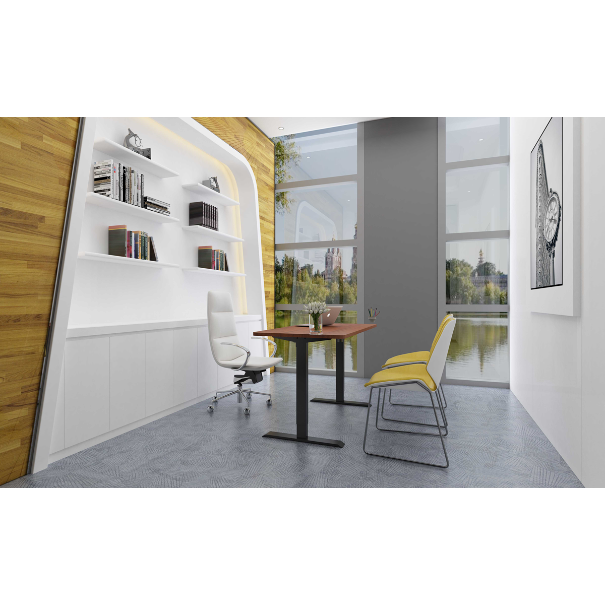Dellonda DH18 Dellonda Single Motor Ultra-Quiet Adjustable-Height Desk Frame with Digital Control Panel 70kg Capacity - Black