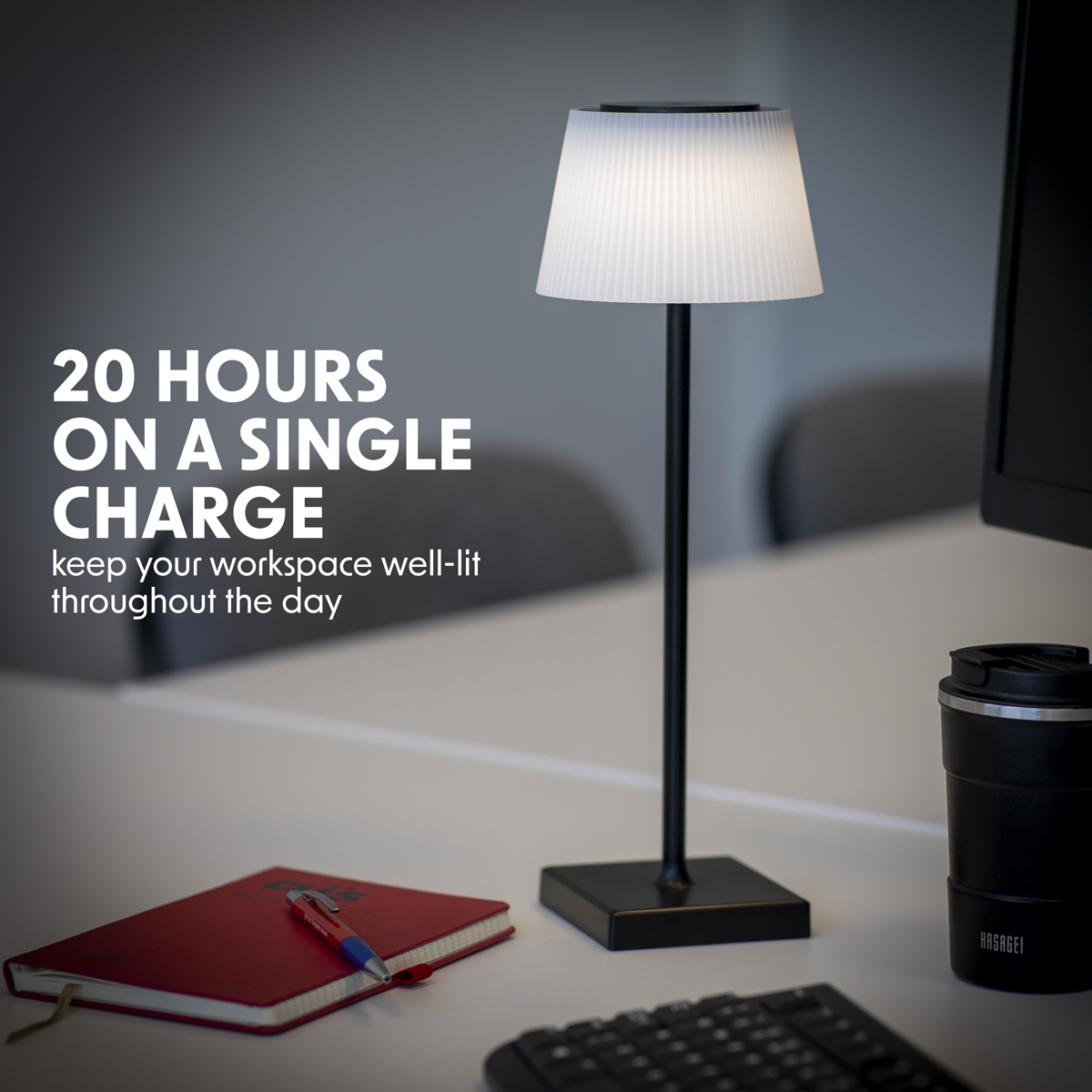 Dellonda DH212 Dellonda Rechargeable Table Lamp for Home Office Restaurant RGB Colours